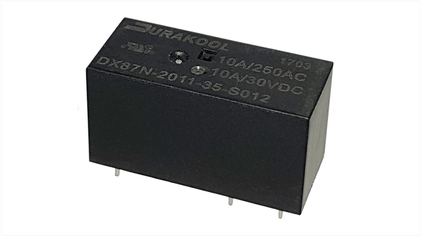 Durakool PCB Mount Power Relay, 12V dc Coil, 100mA Switching Current, SPDT-C/O