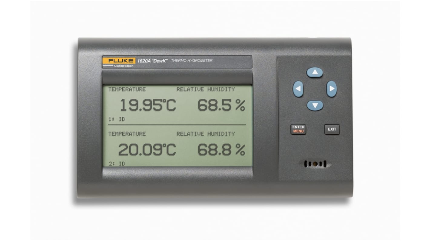 Fluke 1620A Wall Mounted Thermohygrometer, ± 1.5 Accuracy, +24°C Max, 70%RH Max