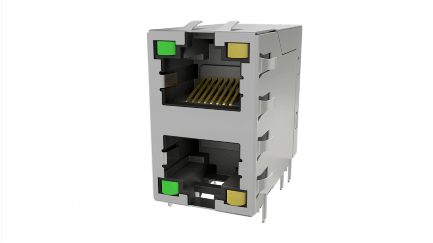 Conector Ethernet Cat3 Hembra Amphenol Communications Solutions serie RJE30, de 2 vías, apantallamiento Aleación de