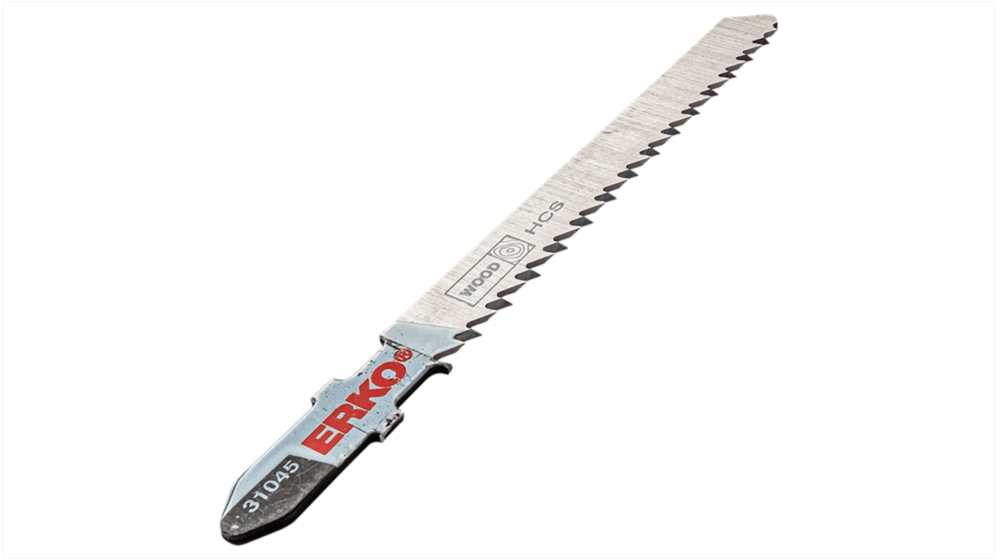 Hoja de sierra de calar ERKO, Longitud de Corte 75mm, 10 dientes por pulgada, 5 unidades, para Abrasivos, acero, madera