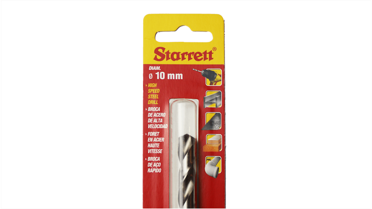 Broca helicoidal HSS Starrett, diámetro 10mm x 133 mm