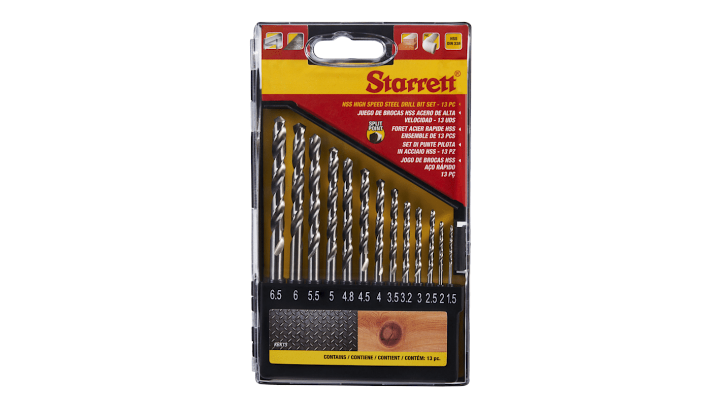 KBK13 Starrett 13Piece Twist Drill Bit Set Set for Stainless Steel
