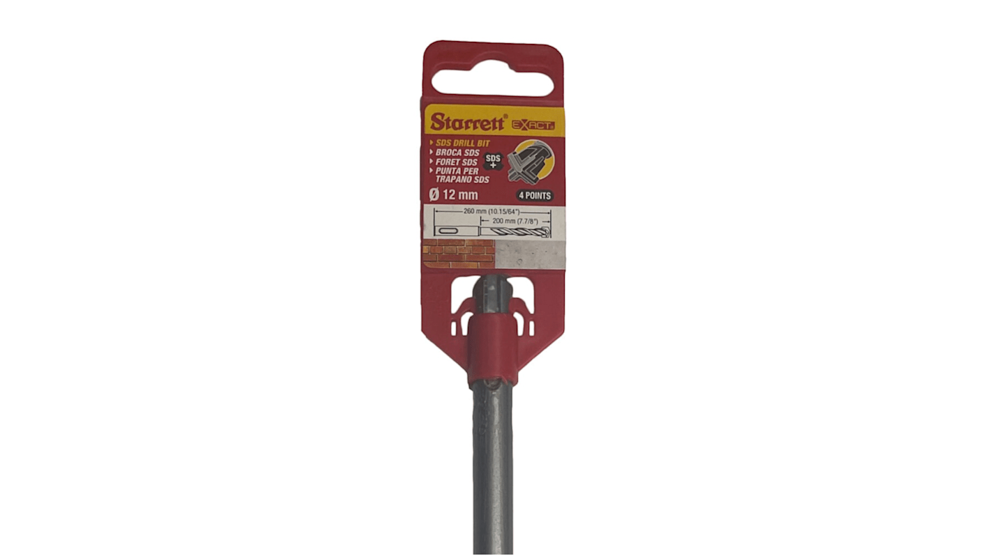 Broca SDS Plus Con Punta de Carburo Starrett, diámetro 12mm x 260 mm