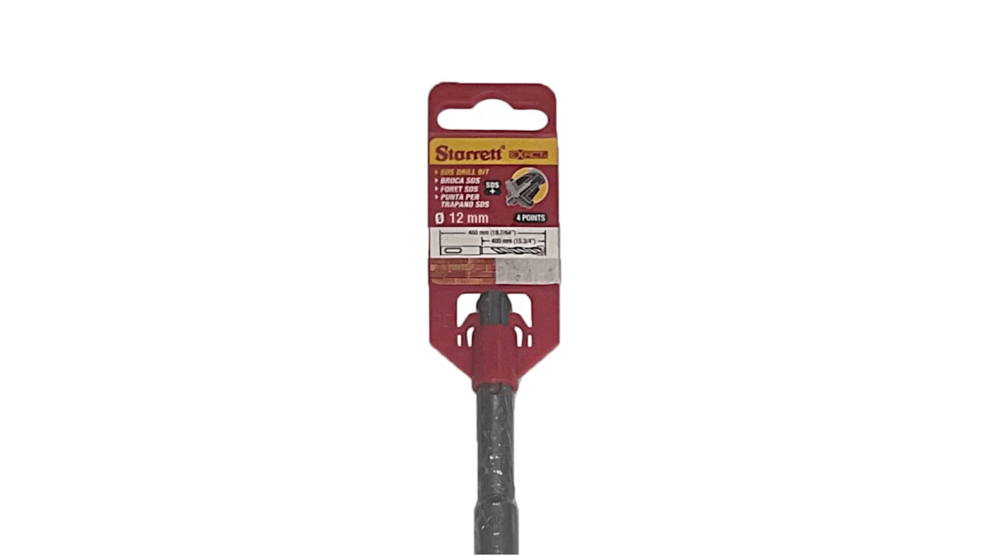 Starrett SDS Drill Set Series Carbide Tipped SDS Plus Drill Bit, 12mm Diameter, 460 mm Overall