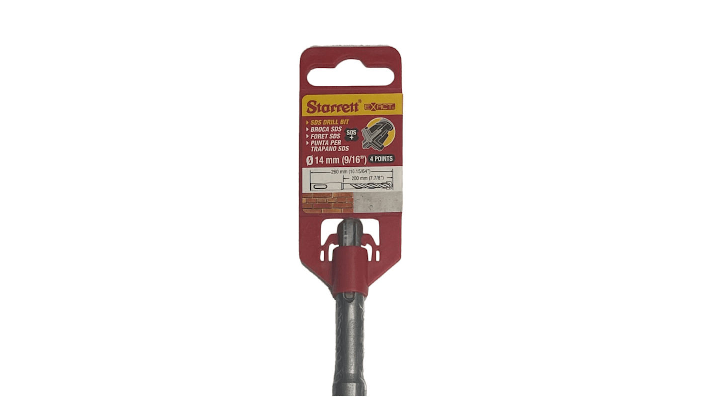 Starrett SDS Drill Set Series Carbide Tipped SDS Plus Drill Bit, 14mm Diameter, 260 mm Overall