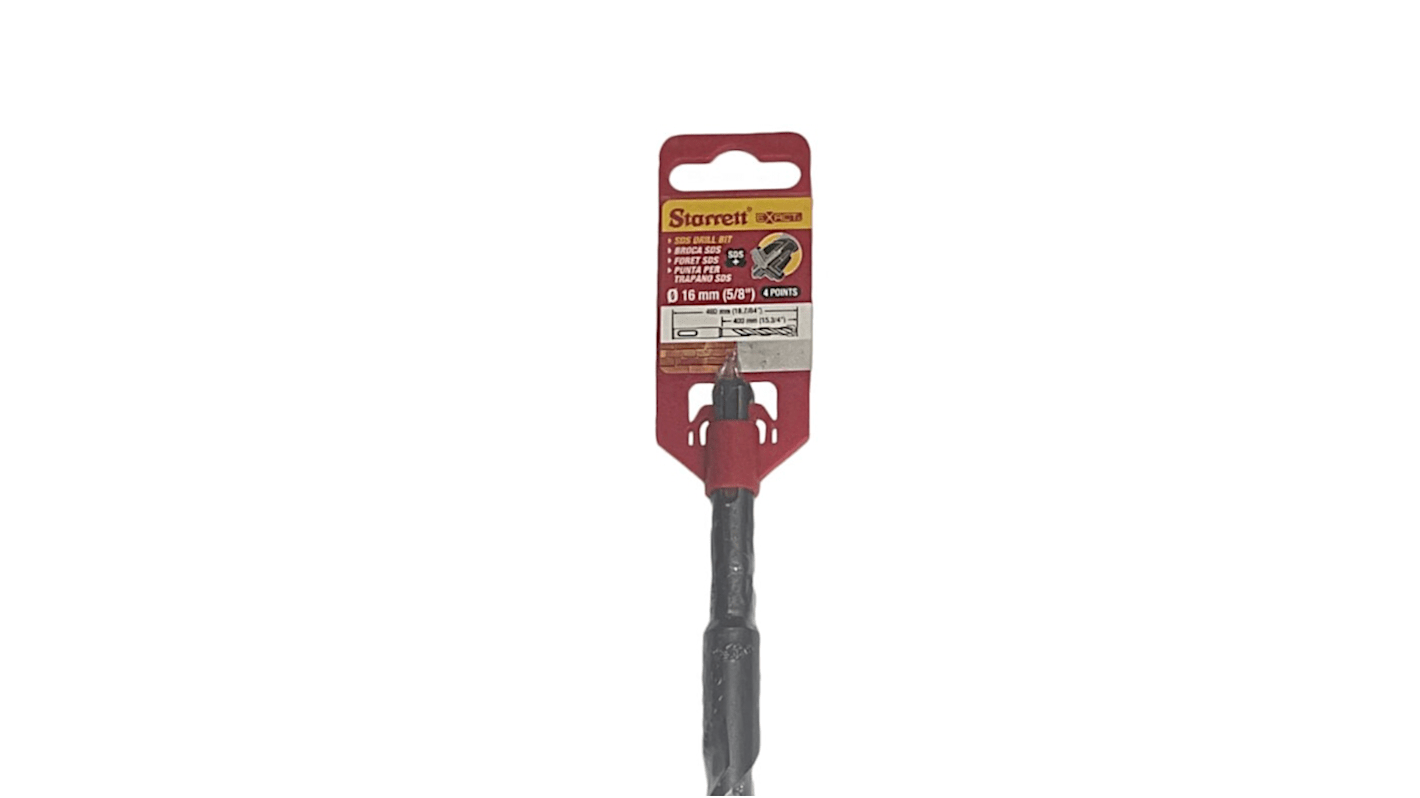 Starrett SDS Drill Set Series Carbide Tipped SDS Plus Drill Bit, 16mm Diameter, 460 mm Overall