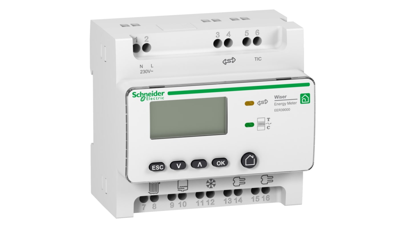 Contatore di energia Schneider Electric, monofase fasi, display LCD