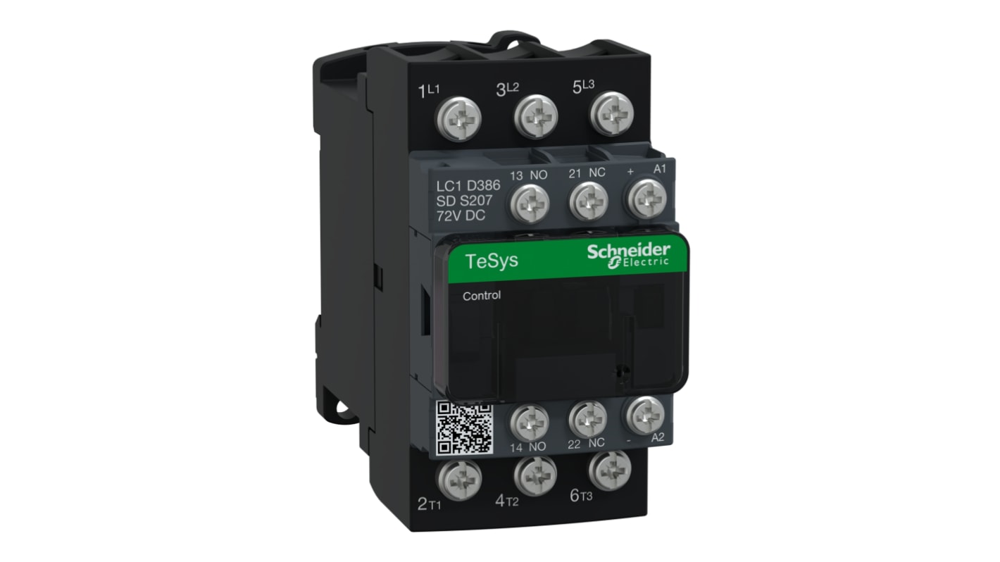 Schneider Electric TeSys Deca LC1D Leistungsschütz / 72 V DC Spule, 3 -polig 3 NO (Schließer), 440 V / 38 A