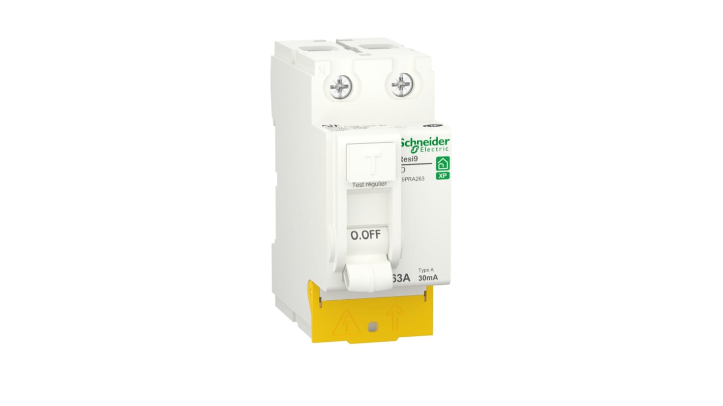 Schneider Electric R9PR RCCB, 2-polig, 63A, 30mA Typ A Resi9 230V ac