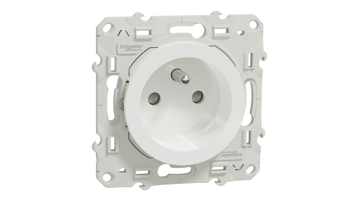 Presa elettrica, Schneider Electric S520059, 16A, 1 modulo, presa Francese 2P, Bianco, Montaggio a filo