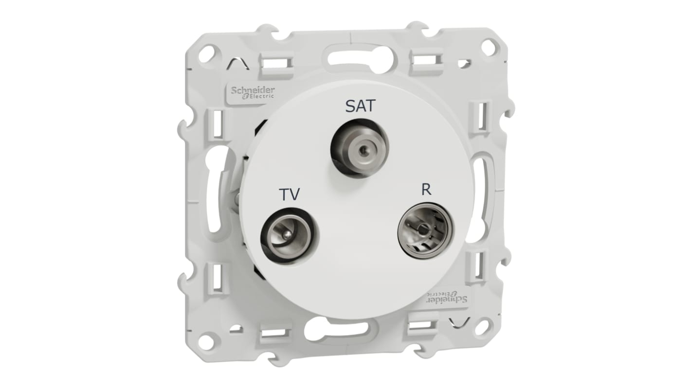 Schneider Electric Steckdose (Typ F – Deutscher Schutzkontakt) Stecker/Buchse Weiß, H. 71mm x B. 71mm