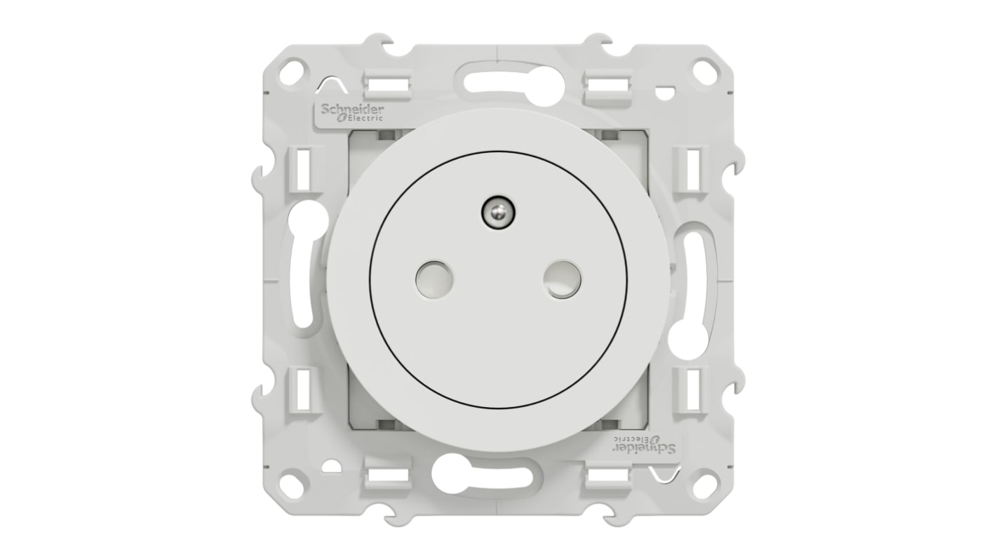 Schneider Electric Steckdose Französisch 2P Einbaumontage 1-fach Innenbereich Weiß, 2-polig / 16A