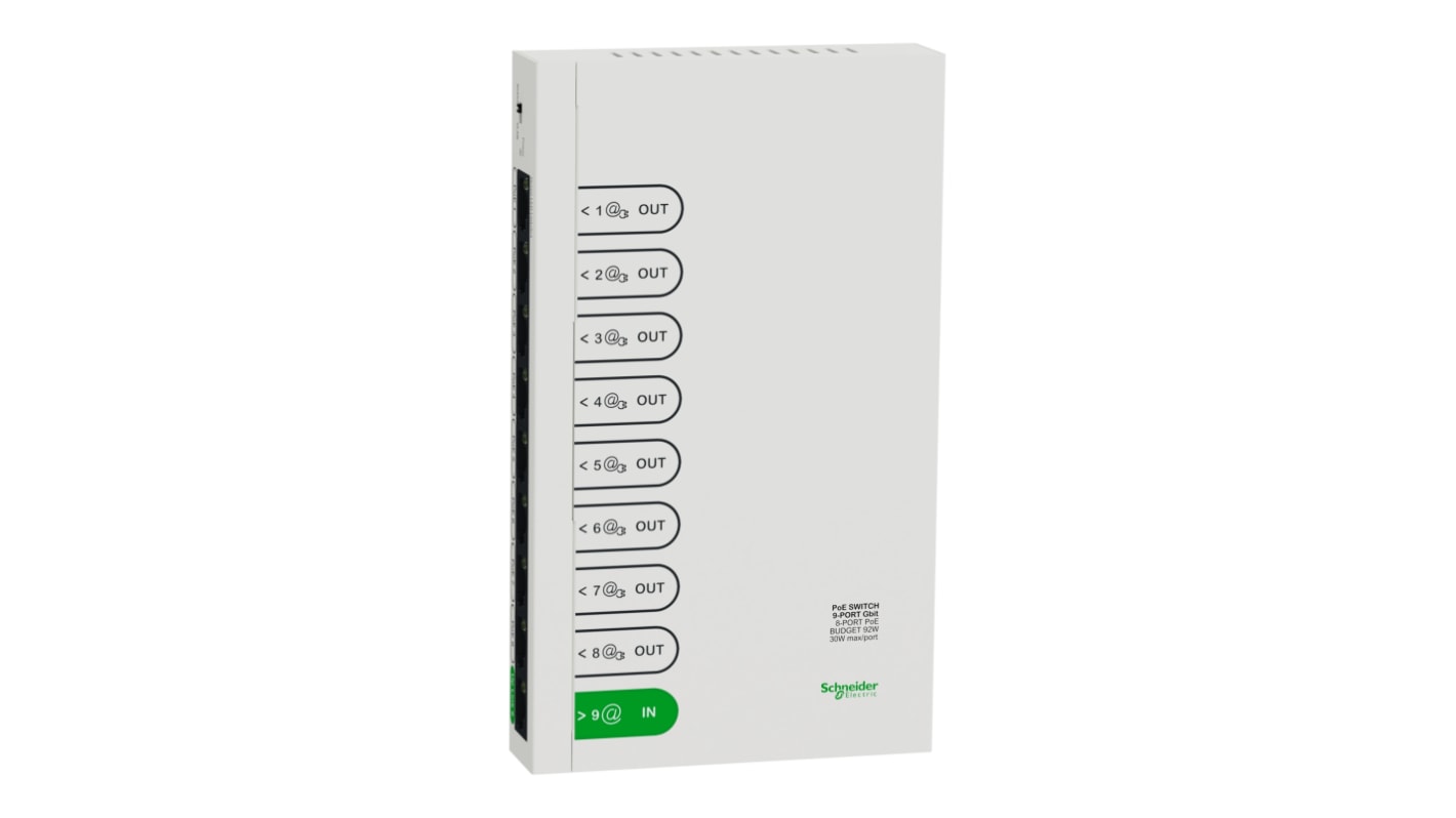 Schneider Electric R9H9SWP92, Unmanaged 8 Port Ethernet Switch With PoE