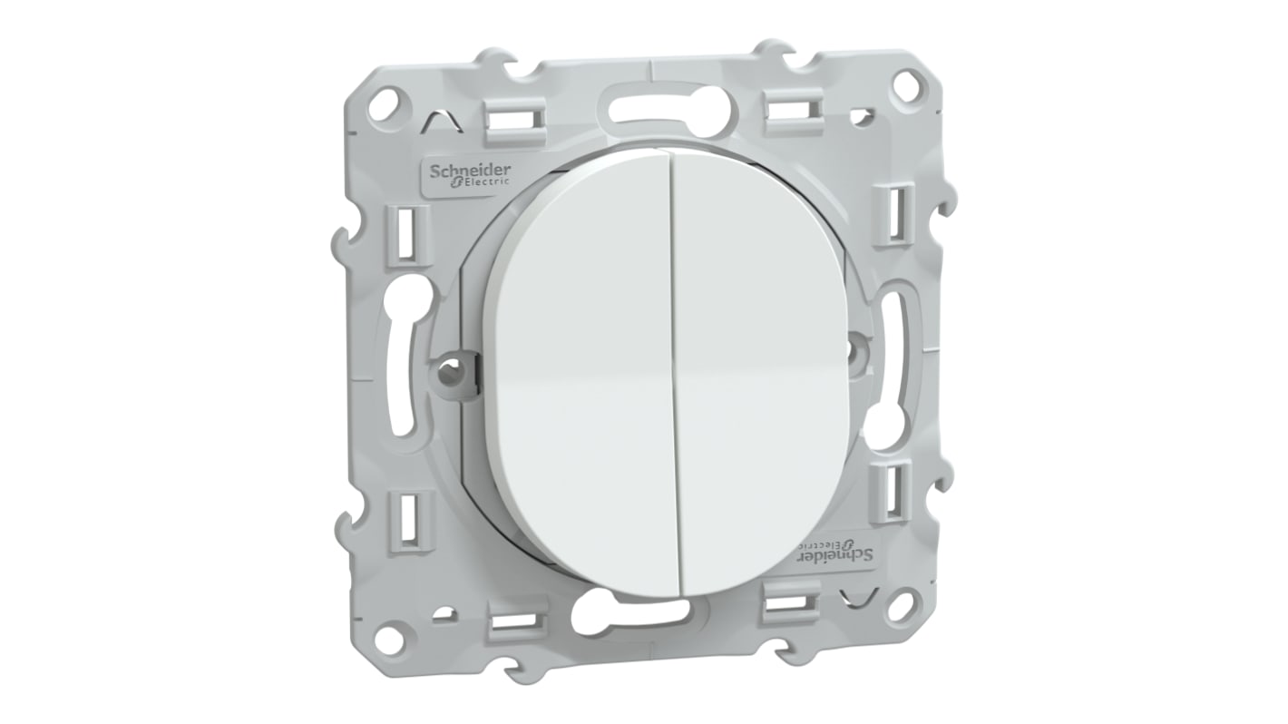 S320214P Schneider Electric White 2 Gang Plug Socket, 1 Pole Poles