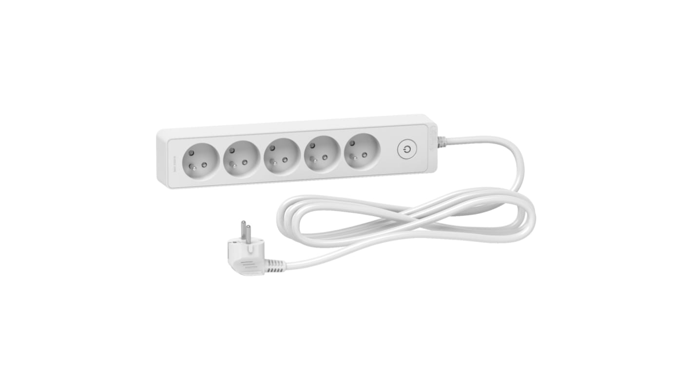 Schneider Electric Französisch 2P Mehrfachsteckdose, 5-fach, 3m Kabel, 250 V, / 16A