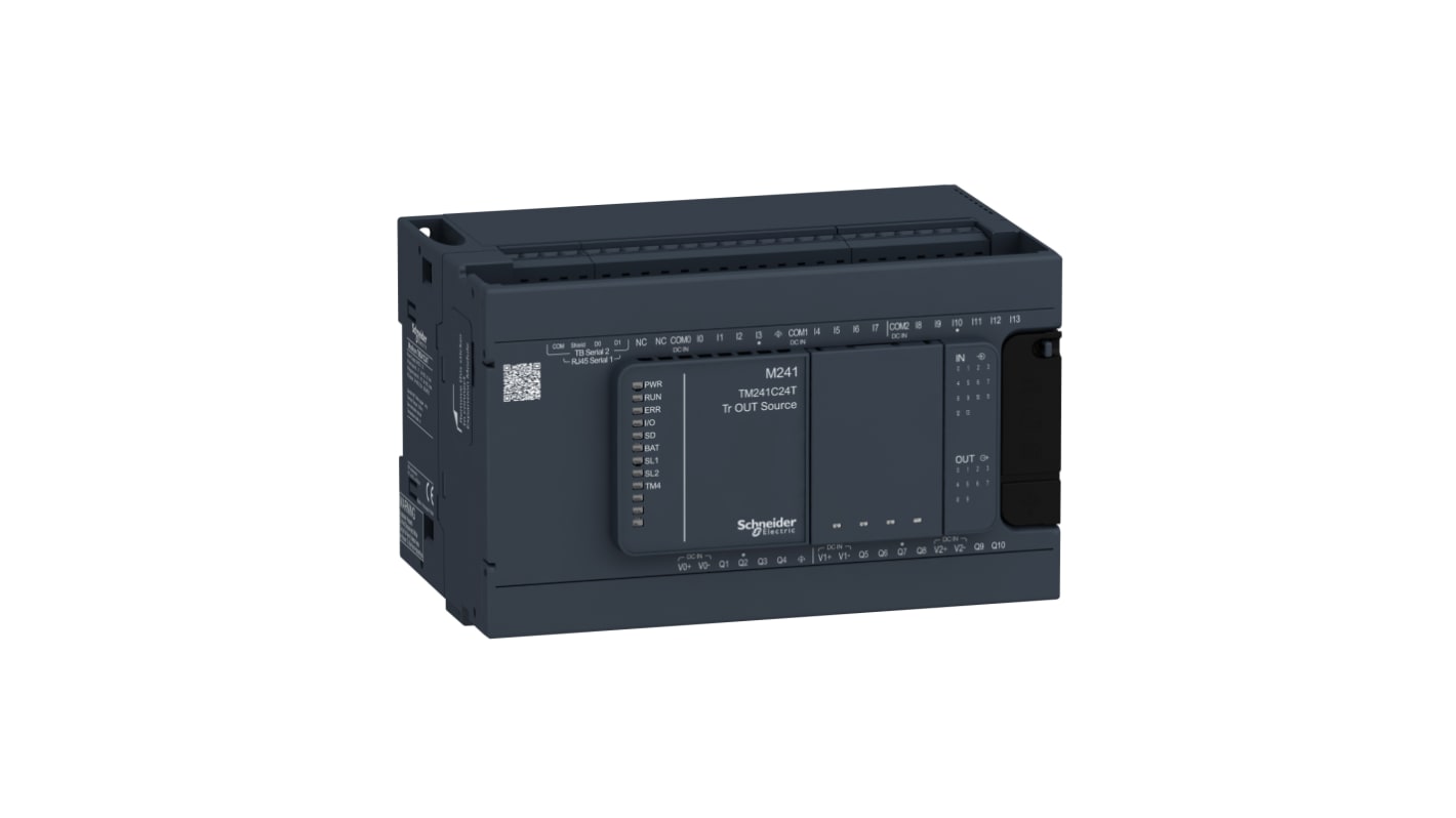 Schneider Electric Modicon M241 Series Logic Controller, 24 V dc Supply, Transistor Output, 24-Input, Current, Voltage