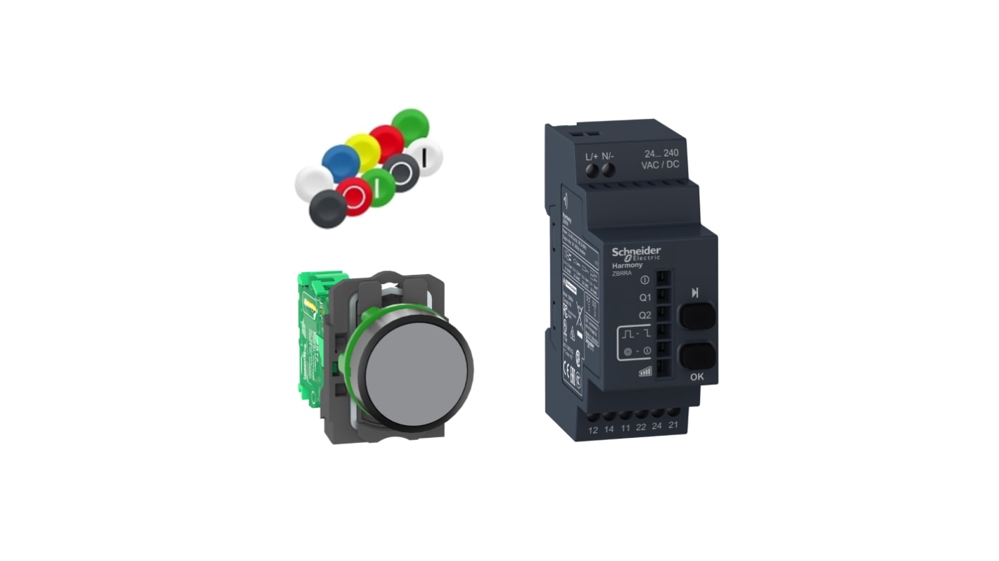 Schneider Electric Harmony XB5R Series Push Button Transmitter, Panel Mount, 22mm Cutout, 240V ac/dc