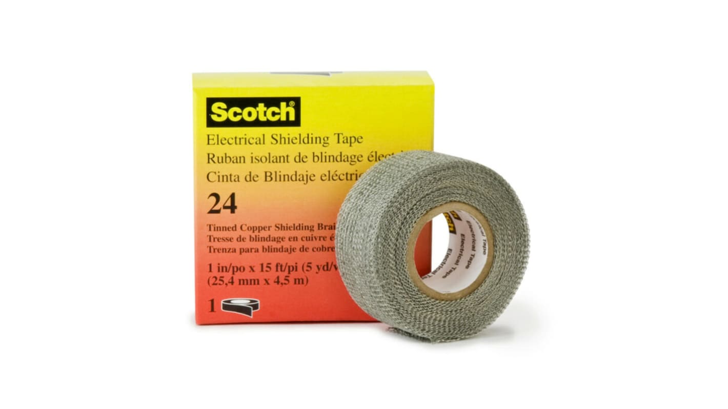 3M Electrical Shielding Tape Silver Tin Plated Copper Electrical Insulation Tape, 25.4mm x 30.5m