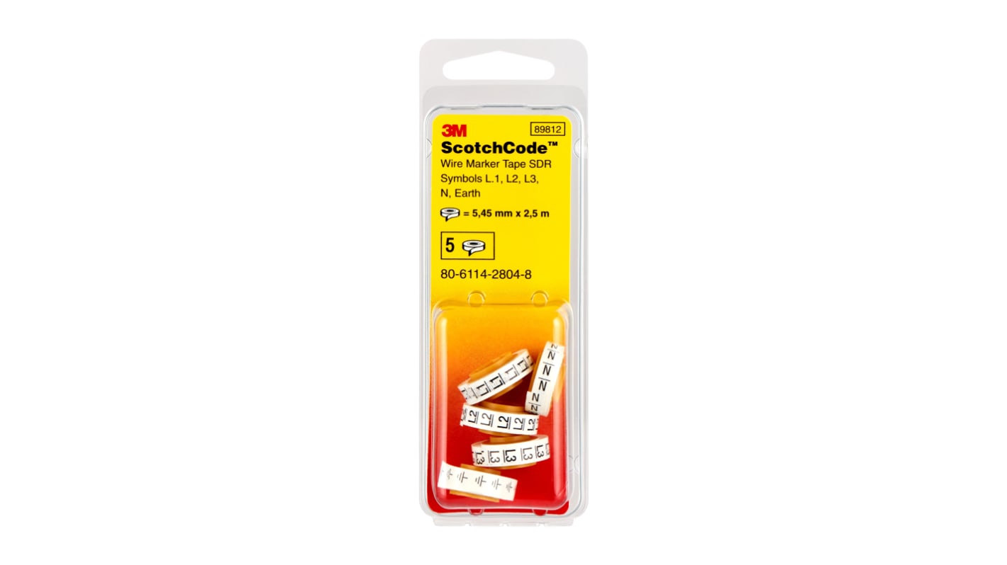 SDR Adhesive Write On Cable Marker Refill, Black, Pre-printed "L1", 2.3 → 3.7mm Cable, for Marking Wire And Cable