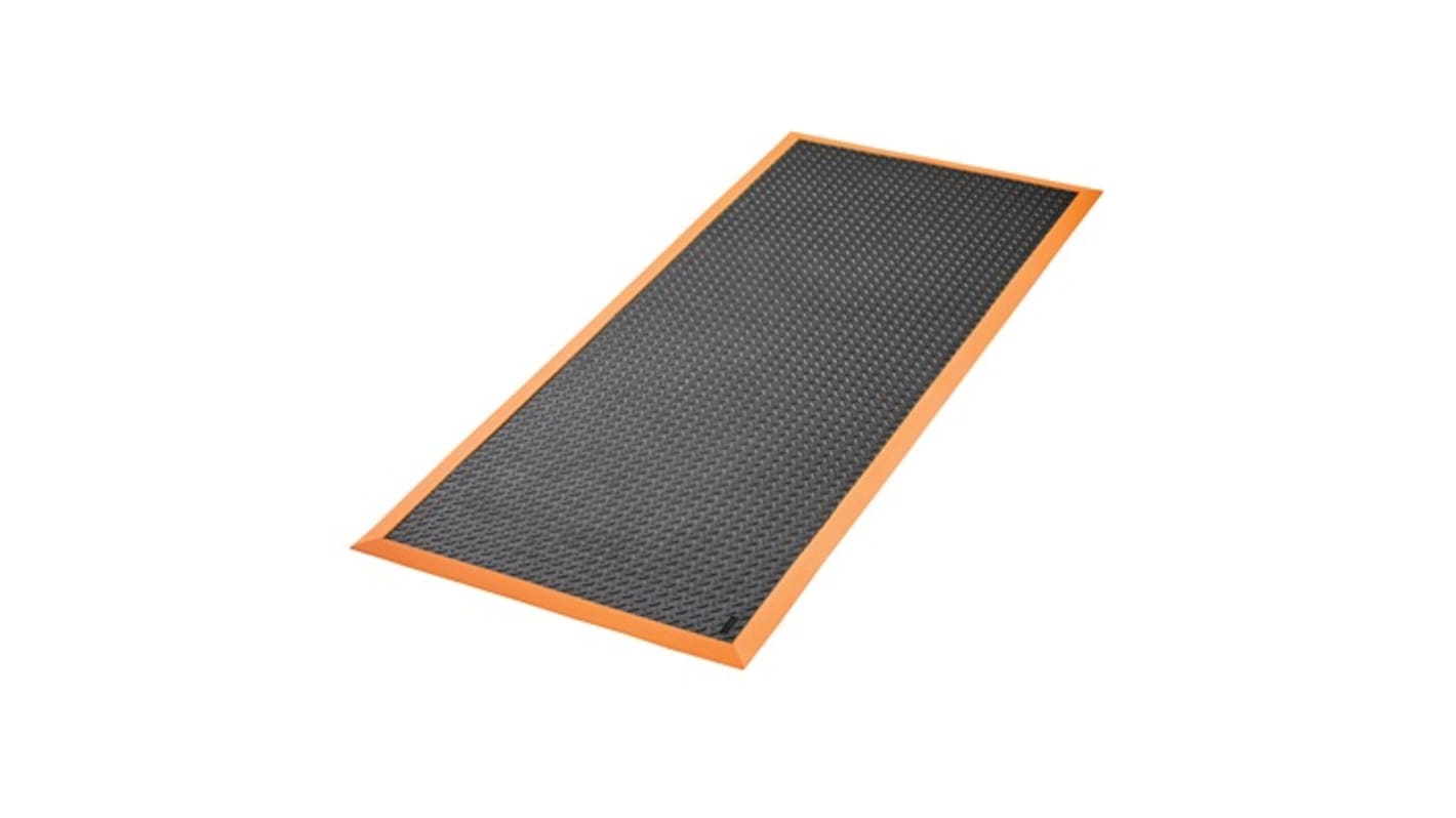 Notrax Schwarz/Orange Anti-Ermüdungsmatte Antirutsch 100 % Nitrilkautschuk, 489S, 91cm x 2.1m x 12.7mm