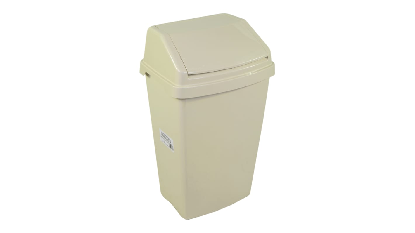 Robert Scott 50 Litre Large Lift Top Bin 50L Cream Flip Polypropylene Waste Bin