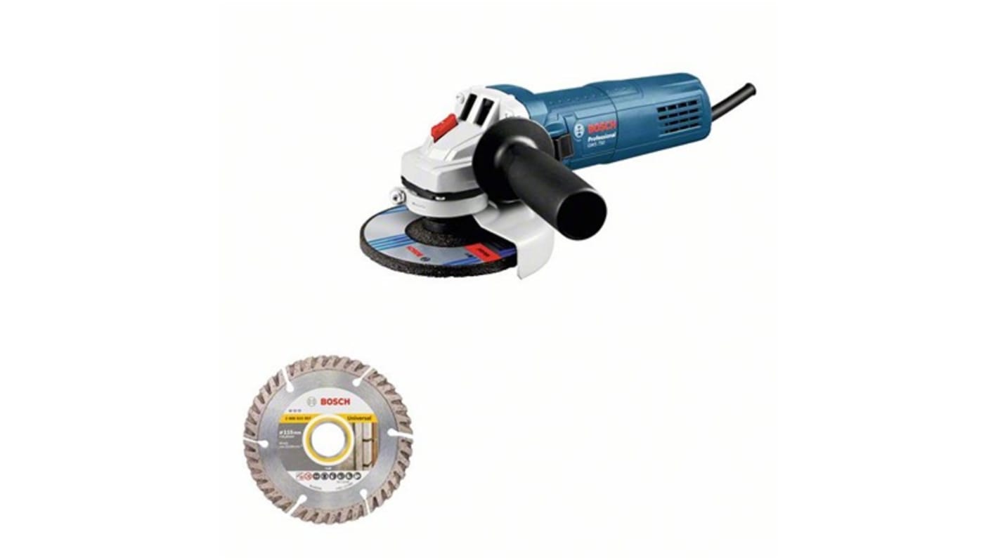 Smerigliatrice cordless Bosch GWS 750 + Disco Diamantato, disco 100mm, vel. 11000giri/min, 750W, Cordless, spina UK