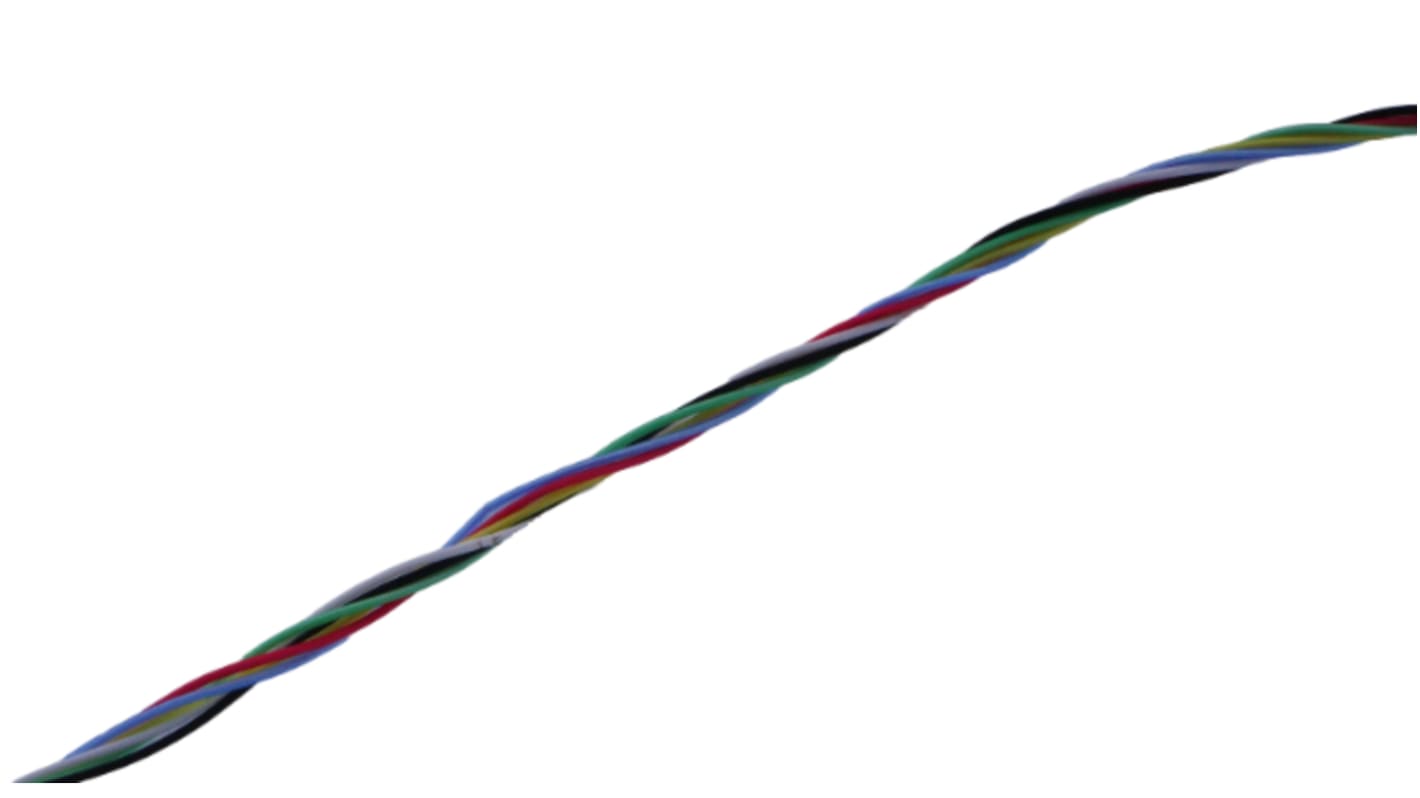 MICROWIRES Twisted Twisted Pair Cable, 0.05 mm2, 6 Cores, 30 AWG, Unscreened, 100m, Grey Sheath