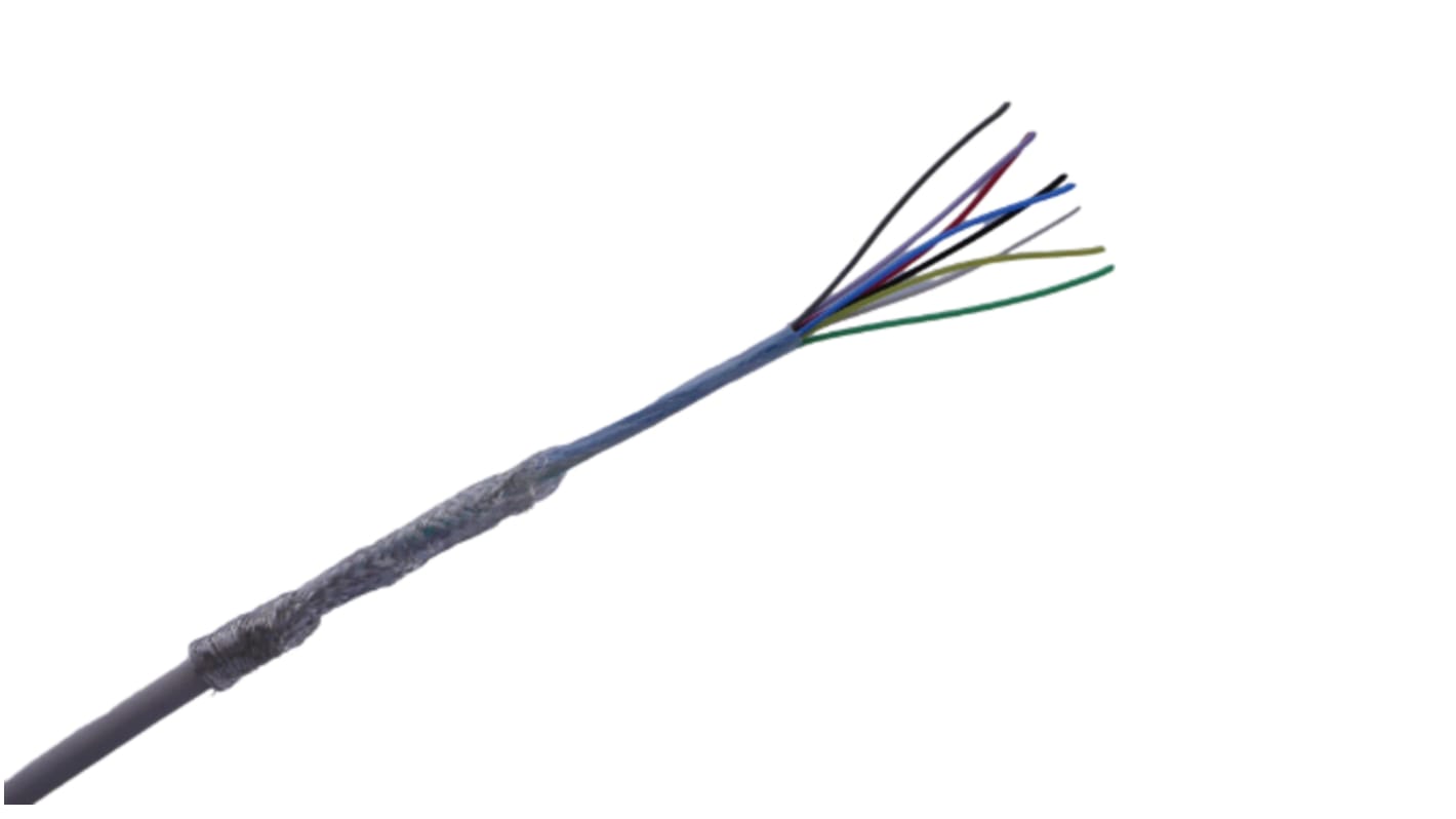 MICROWIRES Netzkabel, 8-adrig Typ Geschirmt Weiß x 0,05 mm2,  50m, 600 V, Thermoplastische Elastomere TPE