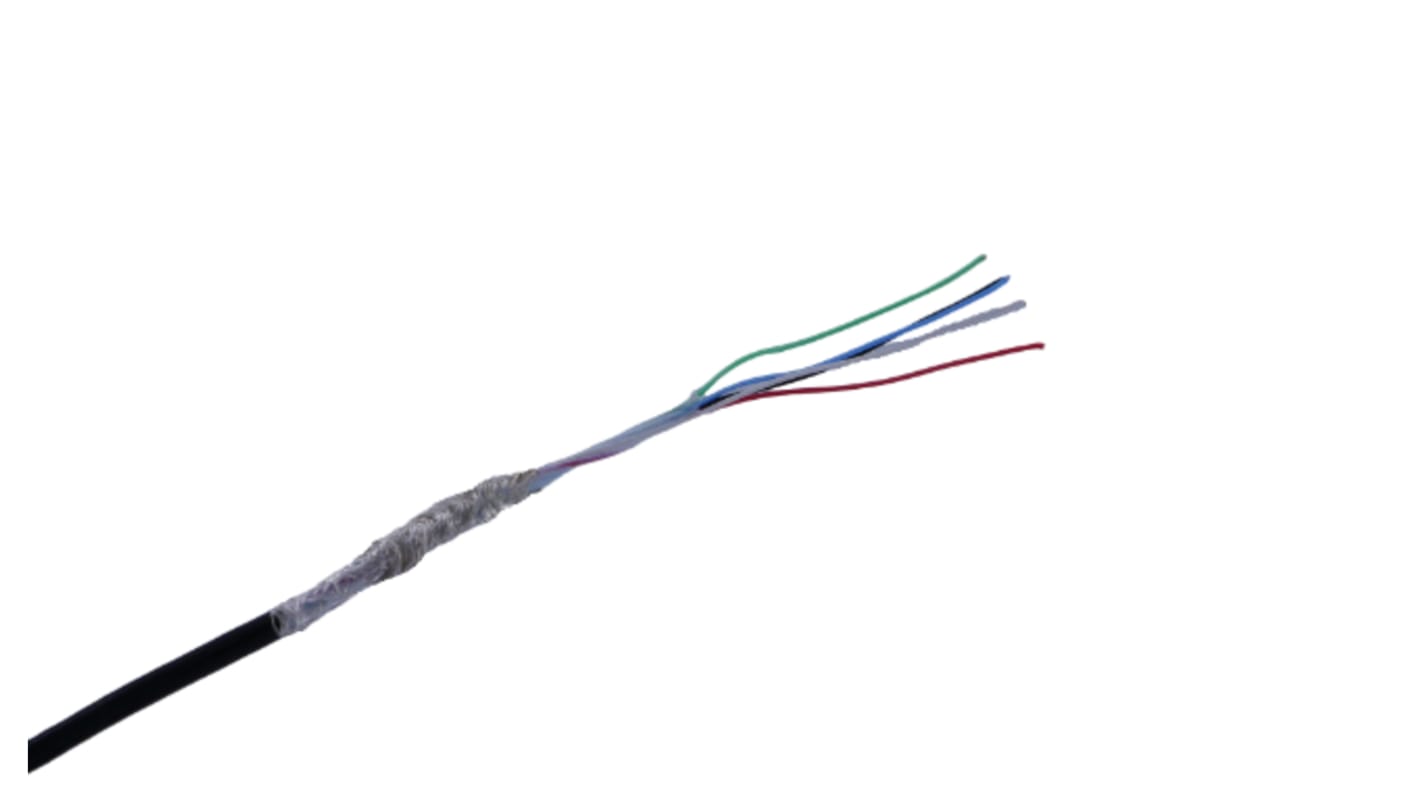 MICROWIRES Netzkabel, 5-adrig Typ Geschirmt Schwarz x 0,08 mm2,  50m, 600 V, Thermoplastisches Polyurethan TPU