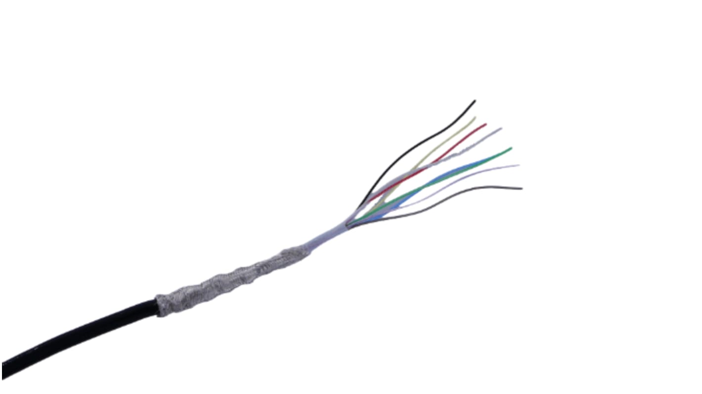 MICROWIRES Netzkabel, 8-adrig Typ Geschirmt Schwarz x 0,08 mm2 50m, 600 V, Thermoplastisches Polyurethan TPU