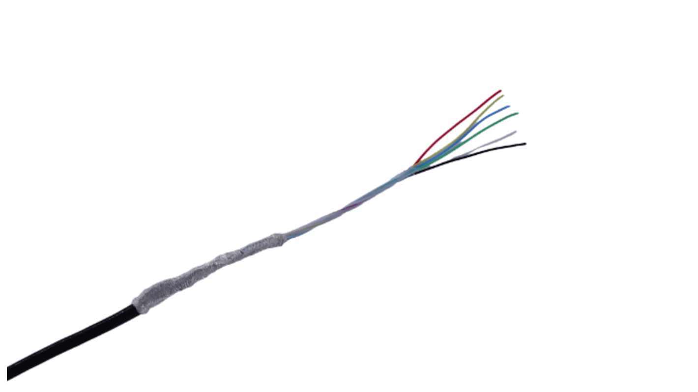 MICROWIRES Netzkabel, 6-adrig Typ Geschirmt Schwarz x 0,05 mm2,  50m, 600 V, Thermoplastisches Polyurethan TPU