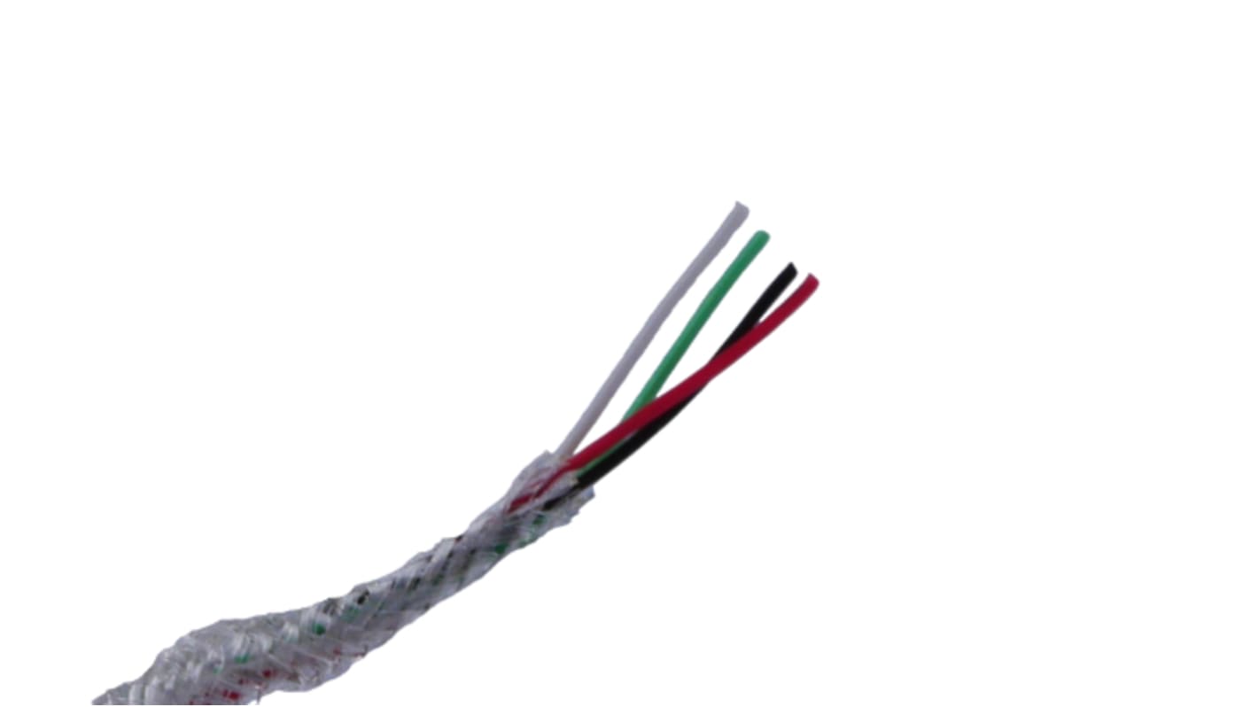 Cable de par trenzado apantallado Apantallado MICROWIRES de 4 conductores, 0,13 mm2, 26 AWG, long. 100m Gris