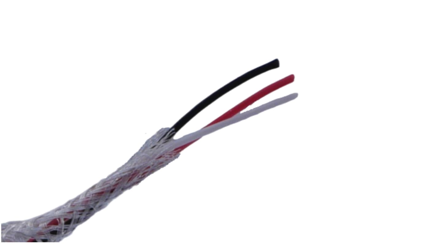 MICROWIRES Twisted Twisted Pair Cable, 0.08 mm2, 3 Cores, 28 AWG, Screened, 100m, Grey Sheath