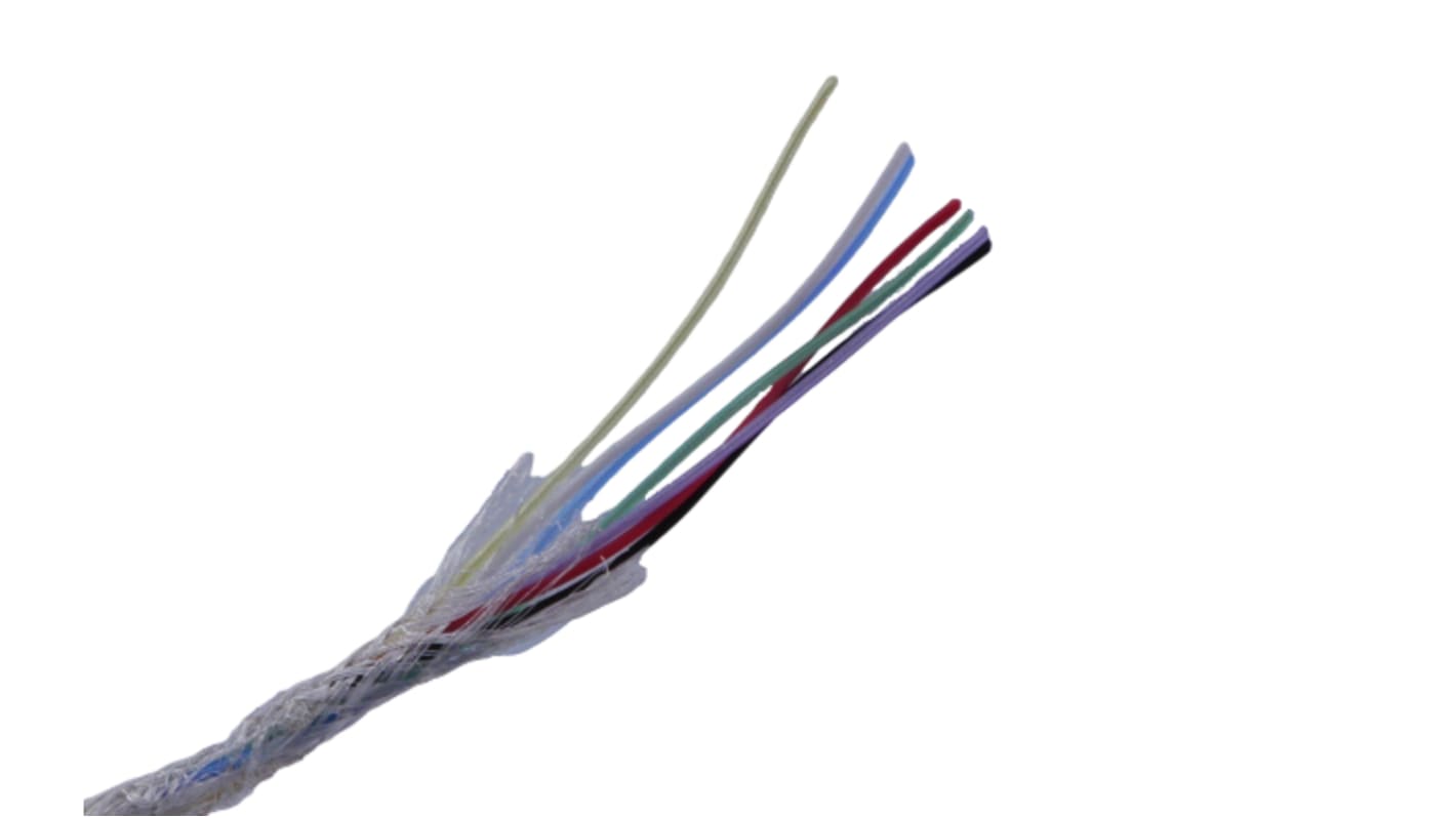 Cable de par trenzado apantallado Apantallado MICROWIRES de 7 conductores, 0,05 mm2, 30 AWG, long. 100m Gris