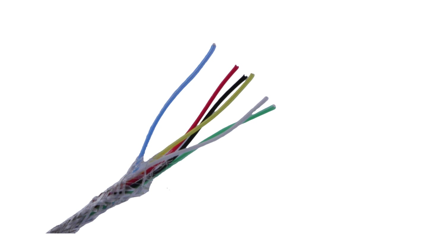 Cable de par trenzado apantallado Apantallado MICROWIRES de 6 conductores, 0,13 mm2, 26 AWG, long. 100m Gris