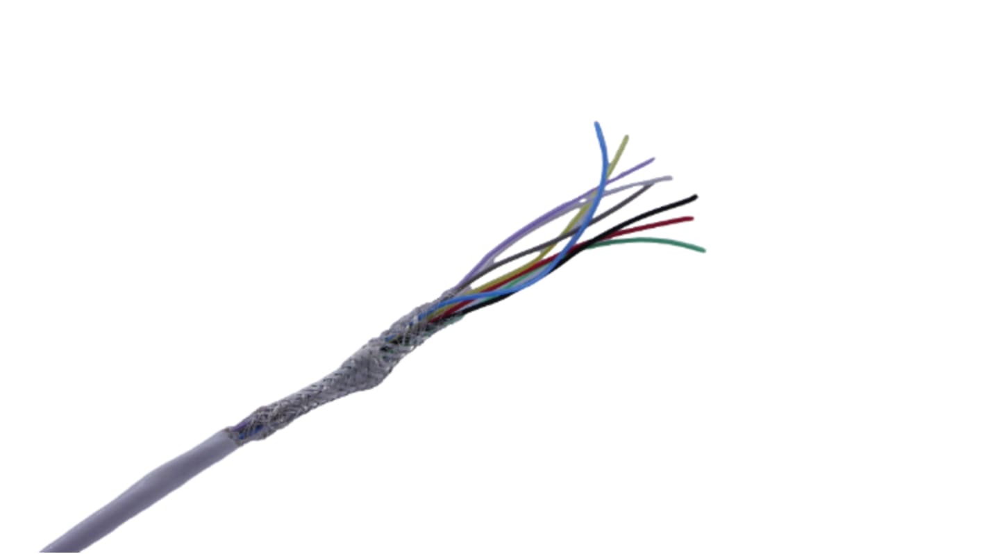 MICROWIRES Netzkabel, 8-adrig Typ Geschirmt Weiß x 0,08 mm2,  50m, 600 V, Perfluoroalkoxy (PFA)