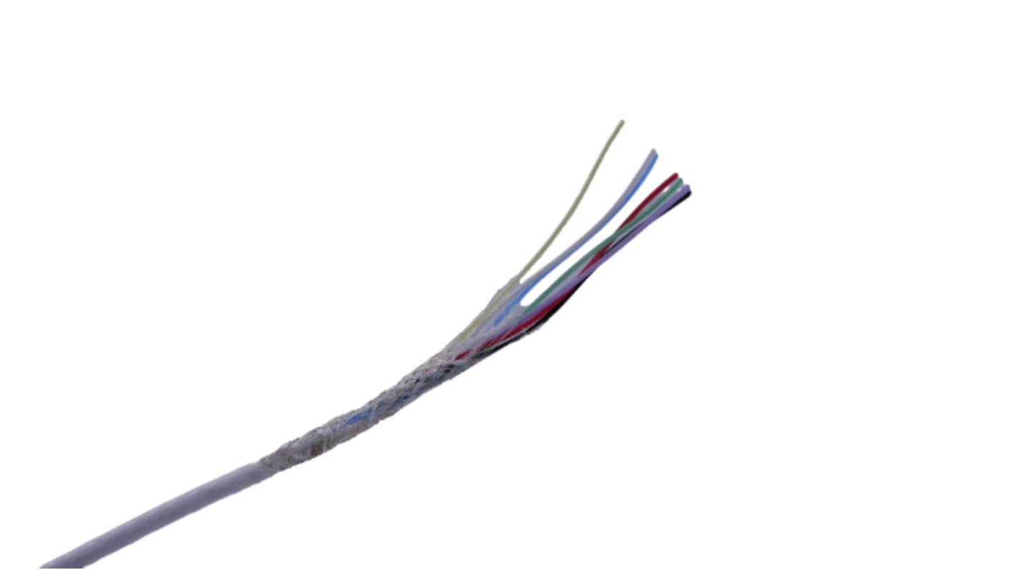 MICROWIRES Installationskabel, 7-leder, 0,13 mm2, Hvid, Perfluoralkoxyalkan (PFA) kappe, 600 V