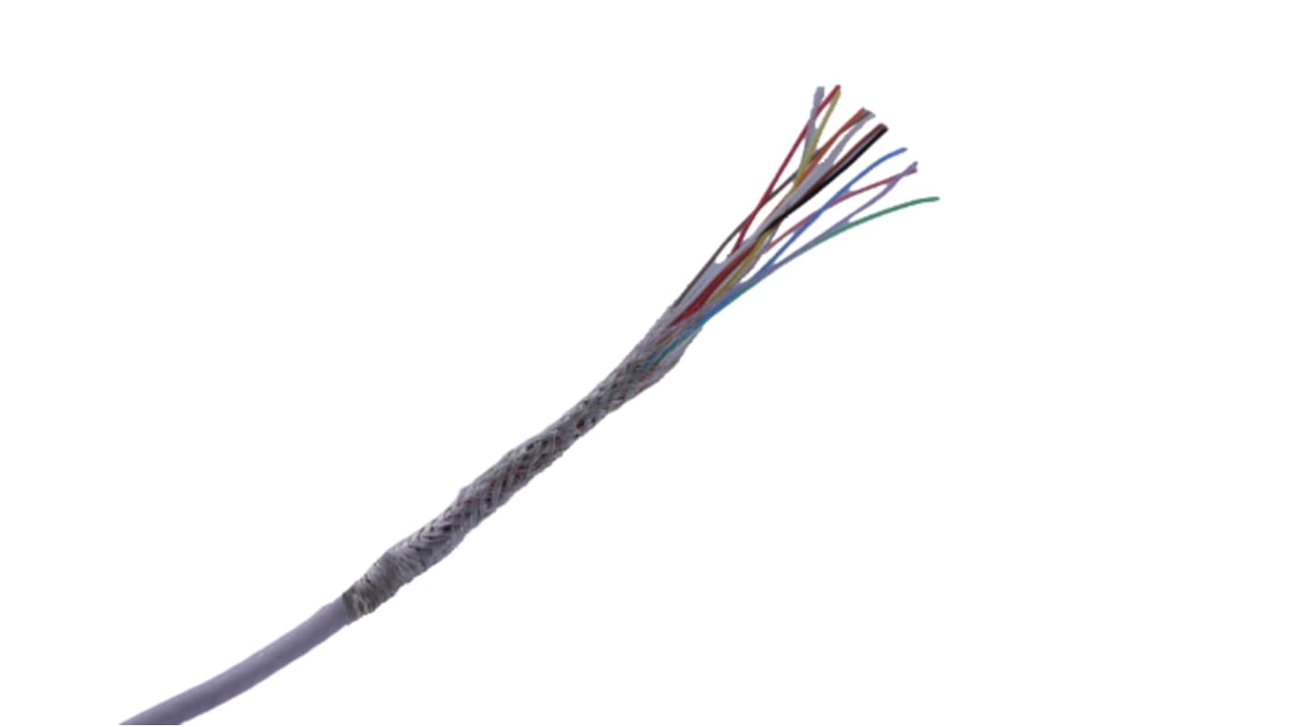 MICROWIRES Netzkabel, 12-adrig Typ Geschirmt Weiß x 0,08 mm2,  50m, 600 V, Perfluoroalkoxy (PFA)