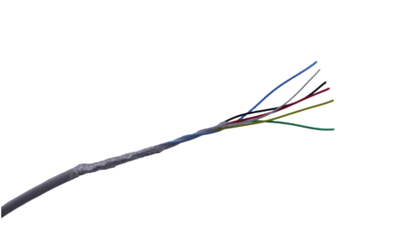 MICROWIRES Netzkabel, 6-adrig Typ Geschirmt Weiß x 0,05 mm2,  50m, 600 V, Thermoplastische Elastomere TPE