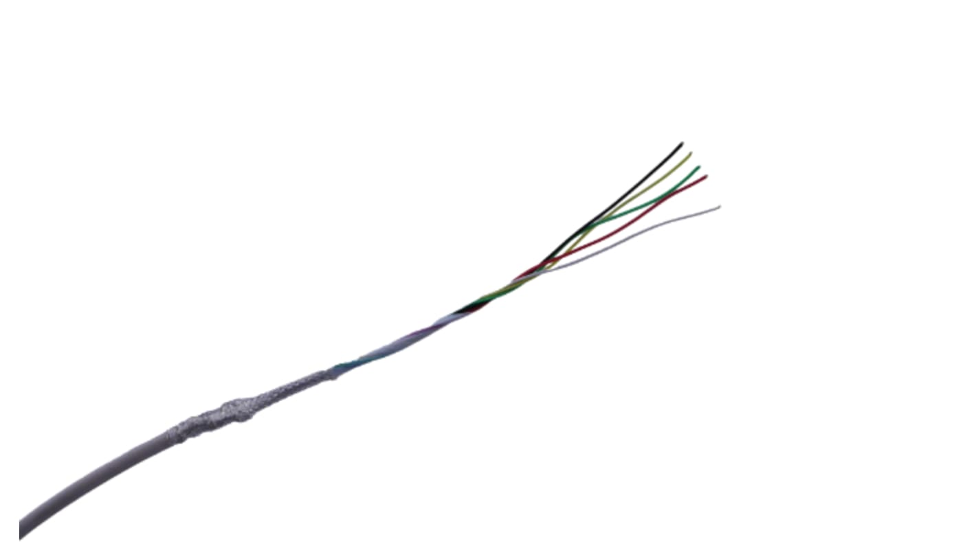 MICROWIRES Netzkabel, 5-adrig Typ Geschirmt Weiß x 0,13 mm2,  50m, 600 V, Thermoplastische Elastomere TPE