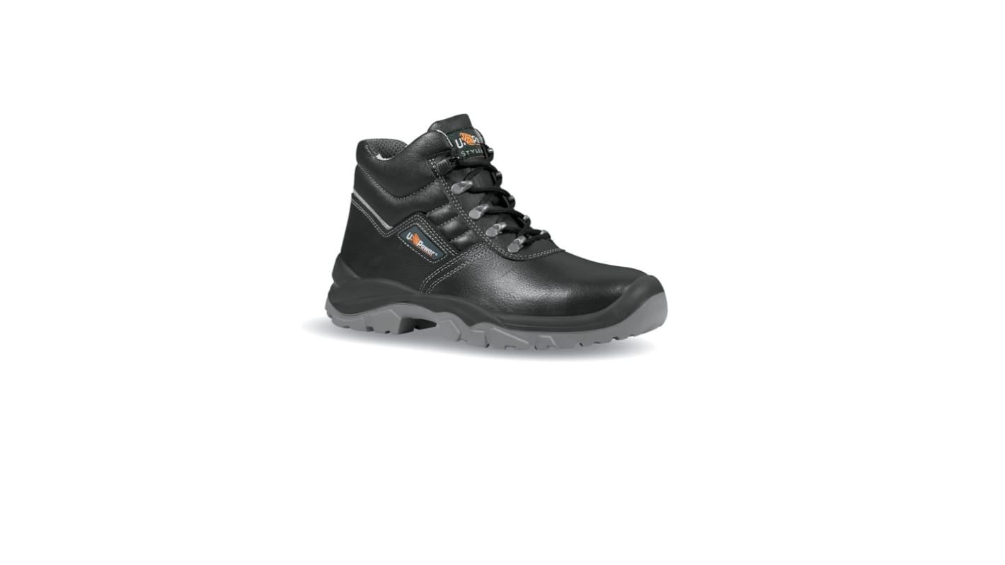 U Group Style & Job Unisex Black Stainless Steel Toe Capped Safety Shoes, UK 3, EU 36