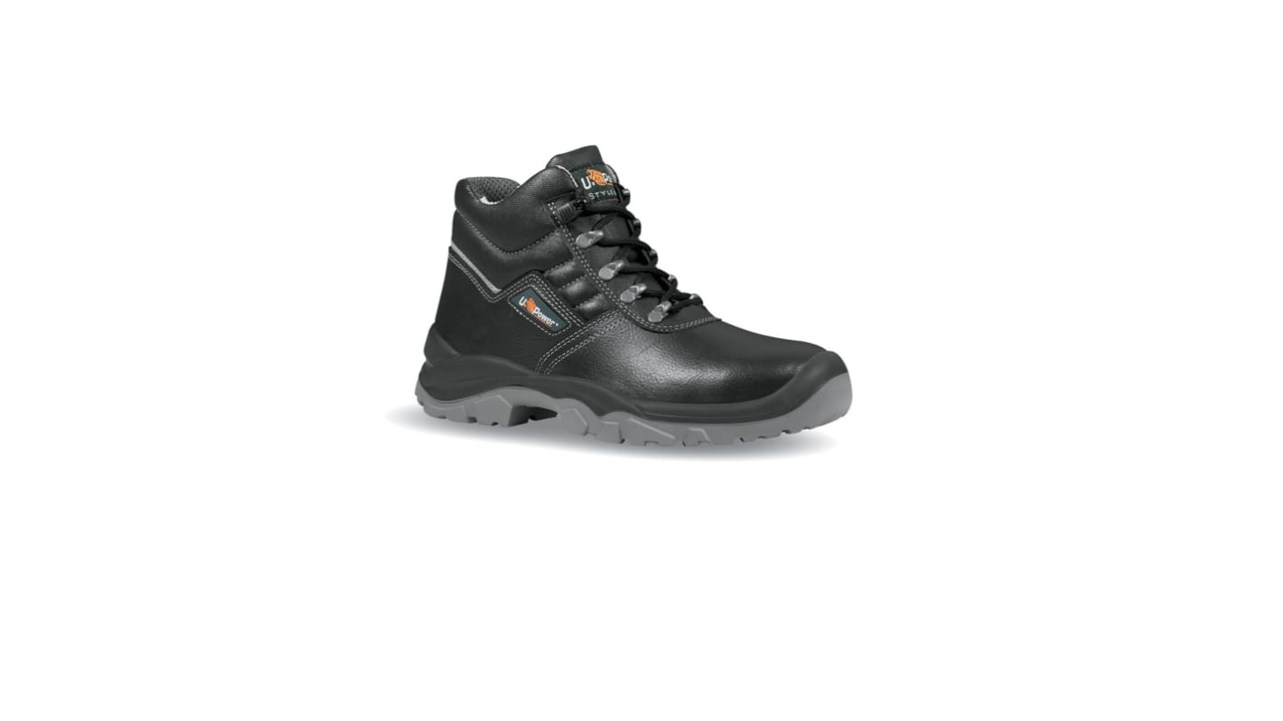 U Group Style & Job Unisex Black Stainless Steel Toe Capped Safety Shoes, UK 7, EU 41