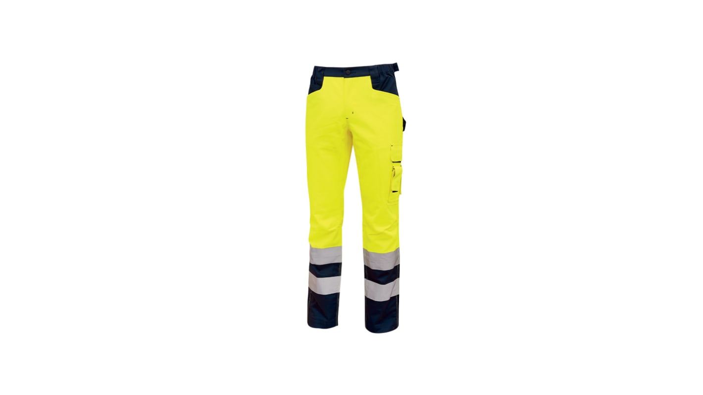 U Group Hi - Light Yellow Men's 40% Polyester, 60% Cotton High Visibility Work Trousers 41 → 44in, 104 →