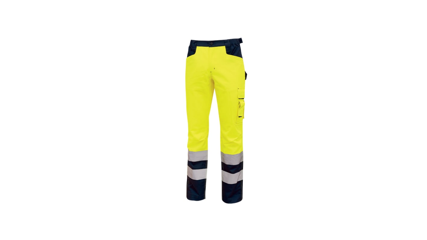 U Group Hi - Light Yellow Men's 40% Polyester, 60% Cotton High Visibility Work Trousers 34 → 36in, 90 →