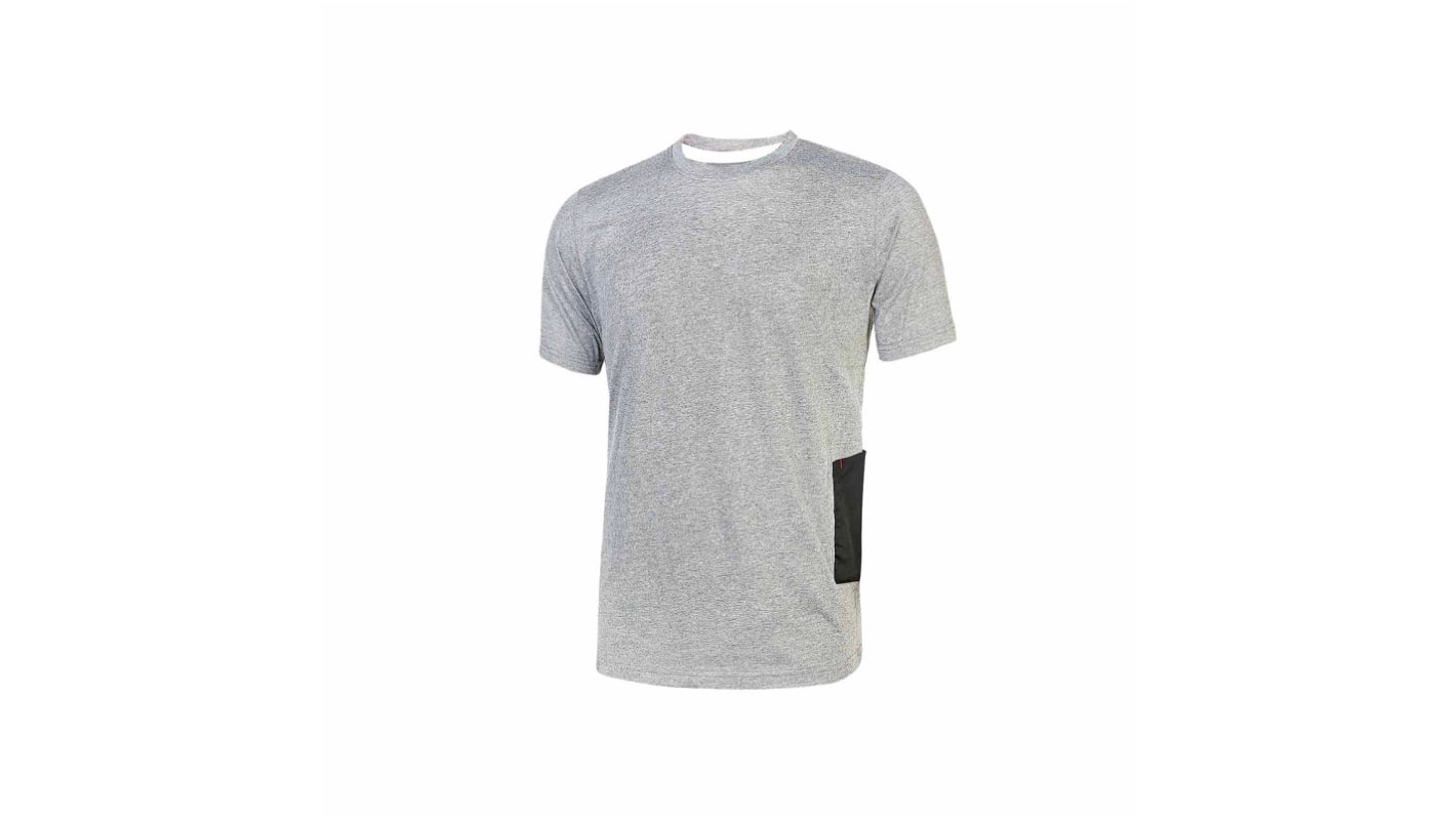 Camiseta de manga corta U Group, de 10 % viscosa, 90 % algodón, de color Gris/Plata, talla XXL