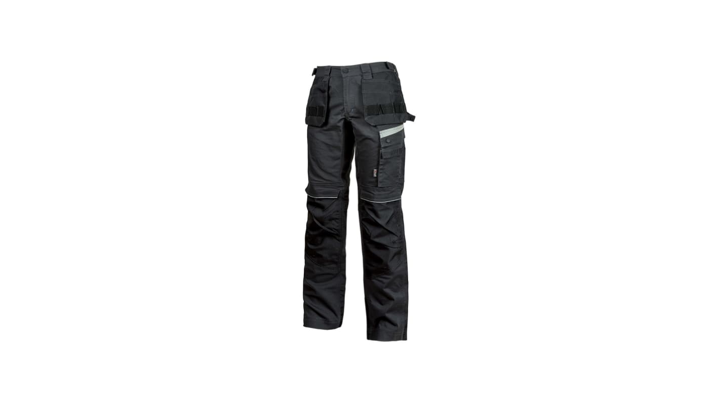 U Group Performance Black Men's Cotton, Elastane, Polyester Water Repellent Work Trousers 29 → 31in, 74 →