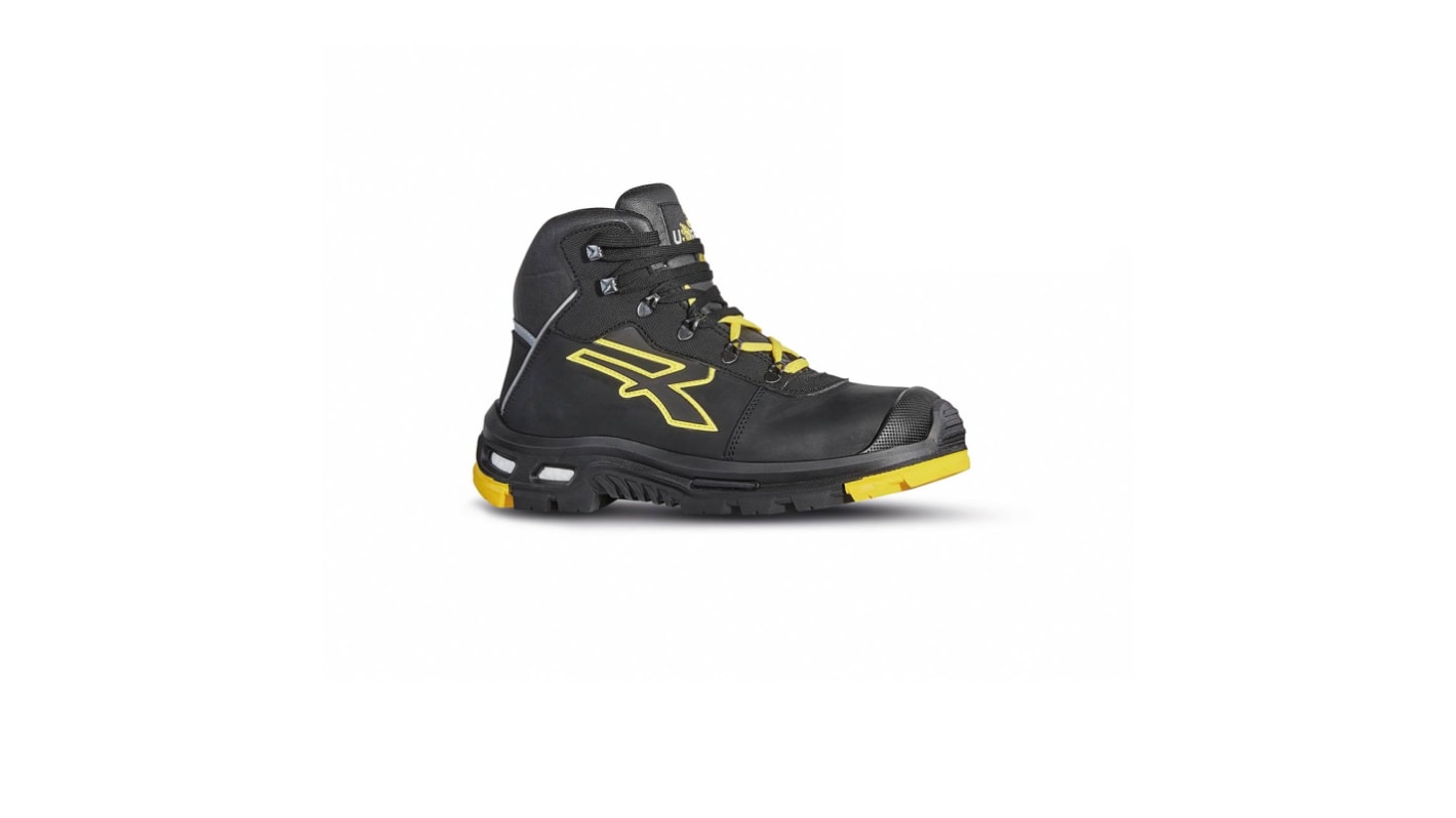 U Group Red Lion Black, Yellow Aluminium Toe Capped Men's Safety Boots, UK 10, EU 44
