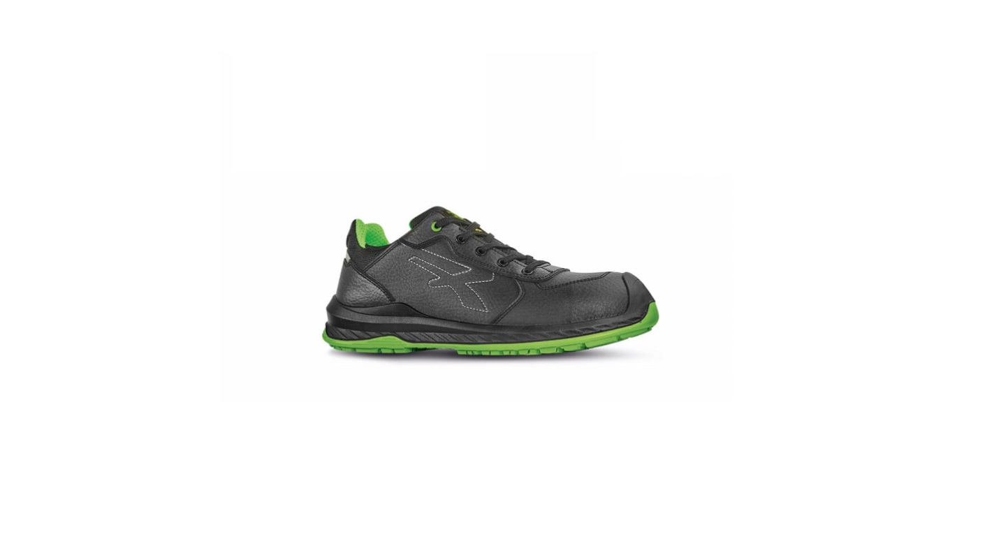 U Group Red Industry Green Unisex Black, Green Composite Toe Capped Safety Shoes, UK 6.5, EU 40