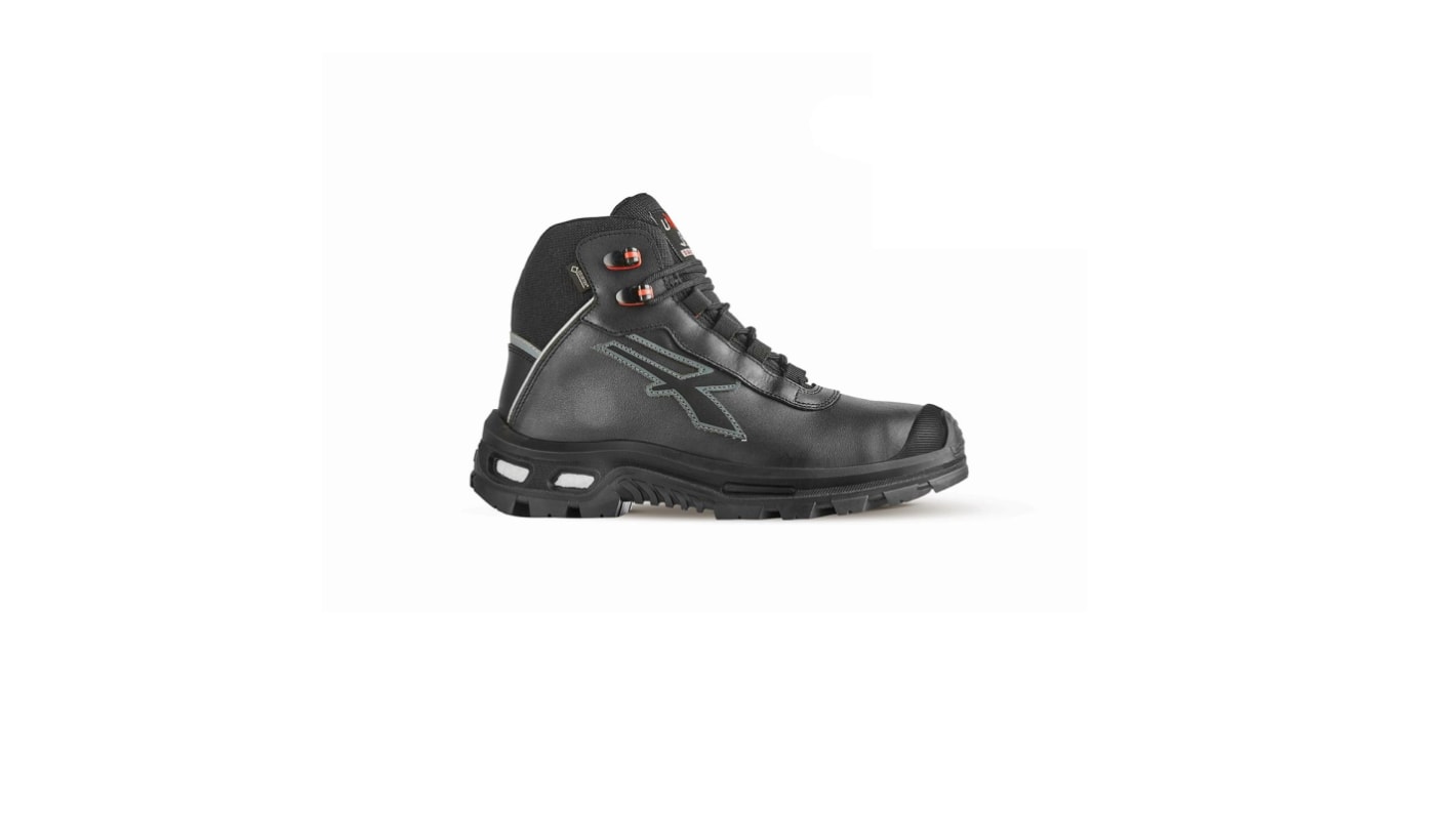 U Group Red Over Unisex Black Aluminium  Toe Capped Safety Shoes, UK 10.5, EU 45