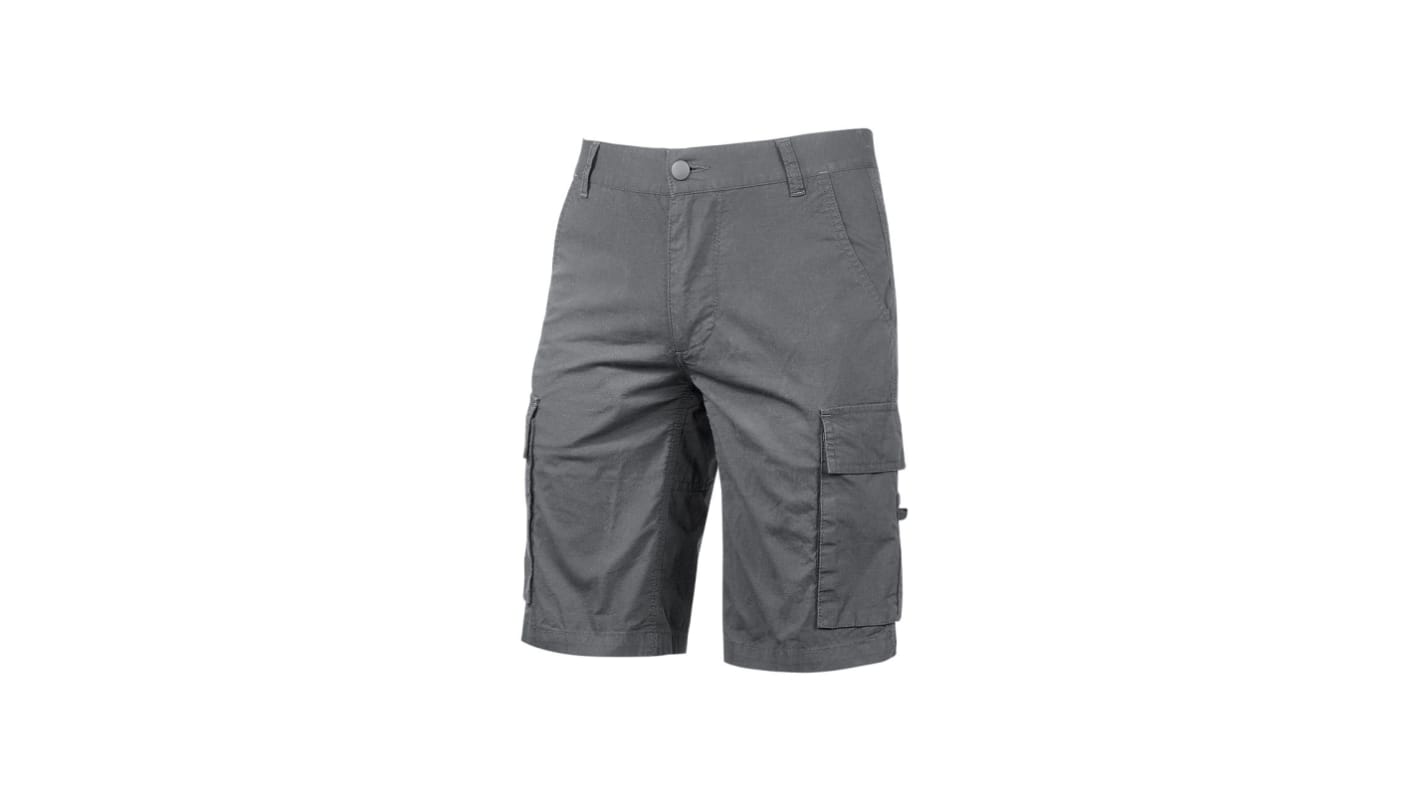 Pantalones cortos de trabajo Unisex U Group de 3 % Spandex, 97 % algodón de color Gris